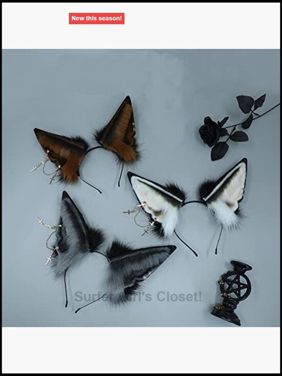Handmade Faux Fur Wolf Fox Ear Headband Cosplay Hair Accessory Adult